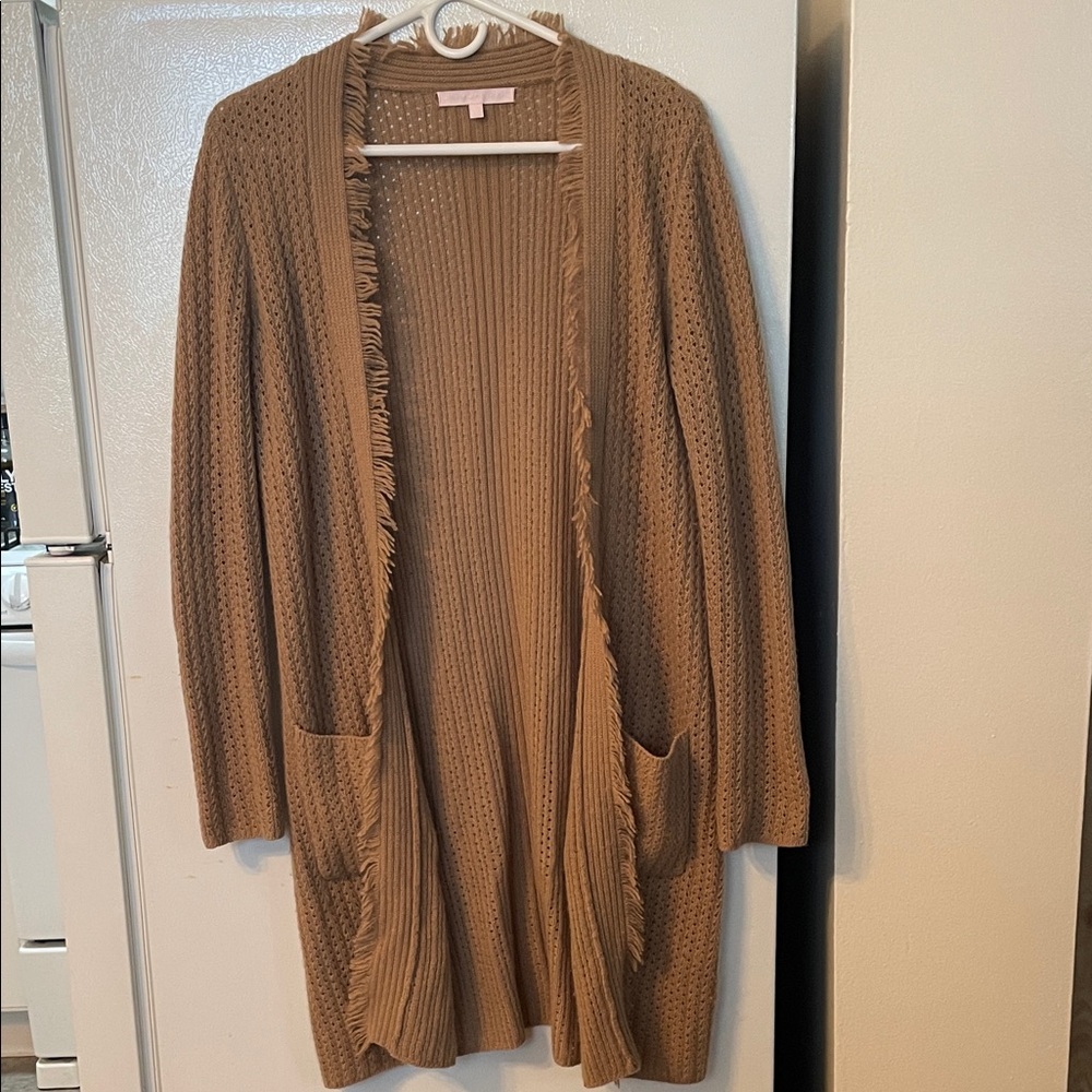 The Cashmere‎ Project XS 100% Cashmere Oversized Tan Sweater Cardigan Pockets